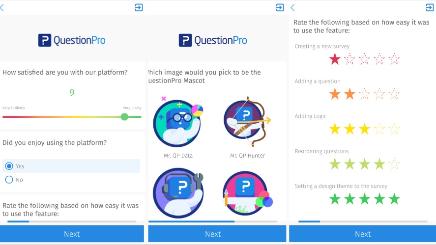 An interface of QuestionPro tool