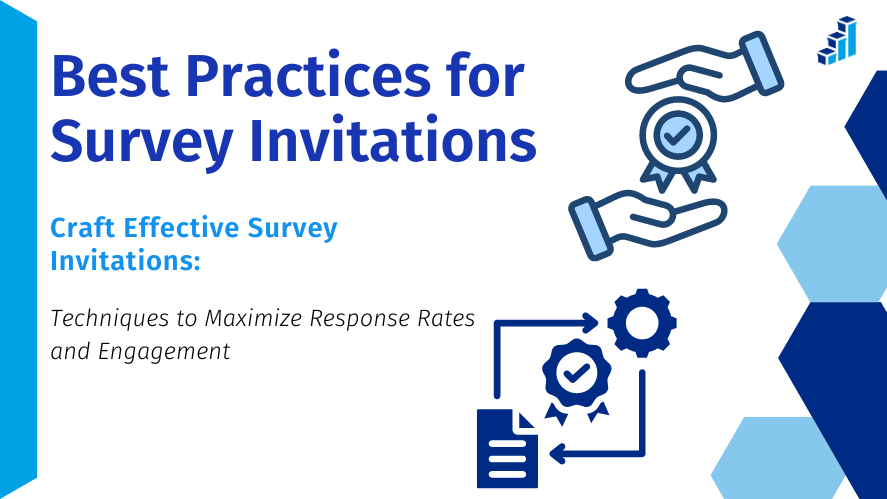 Image showing the Best Practices for Survey Invitations banner from Polling.com. The banner features an illustration of a person sending out invitations via email on a laptop, with icons of envelopes and checkmarks.