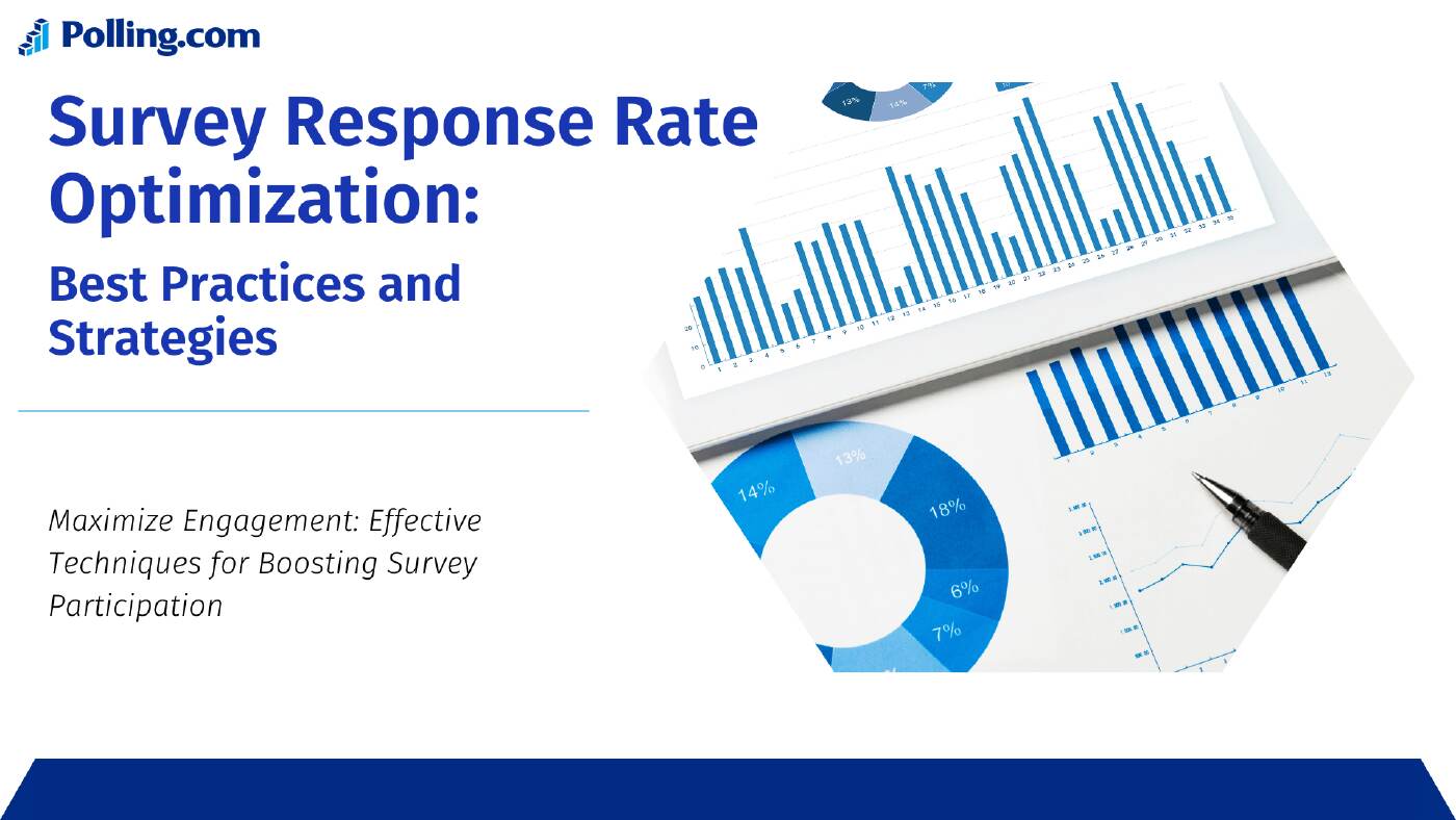 Image showing the Survey Response Rate Optimization banner from Polling.com. The banner features charts and graphs related to survey data, including bar graphs and pie charts.