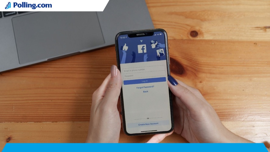 A woman is using Facebook app for polling