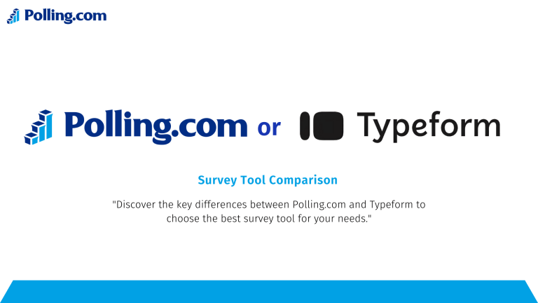 Polling.com or Typeform," and a sub-statement: "Discover the key differences between Polling.com and Typeform to choose the best survey tool for your needs.