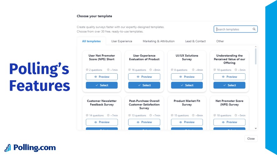 Polling.com's template setup feature