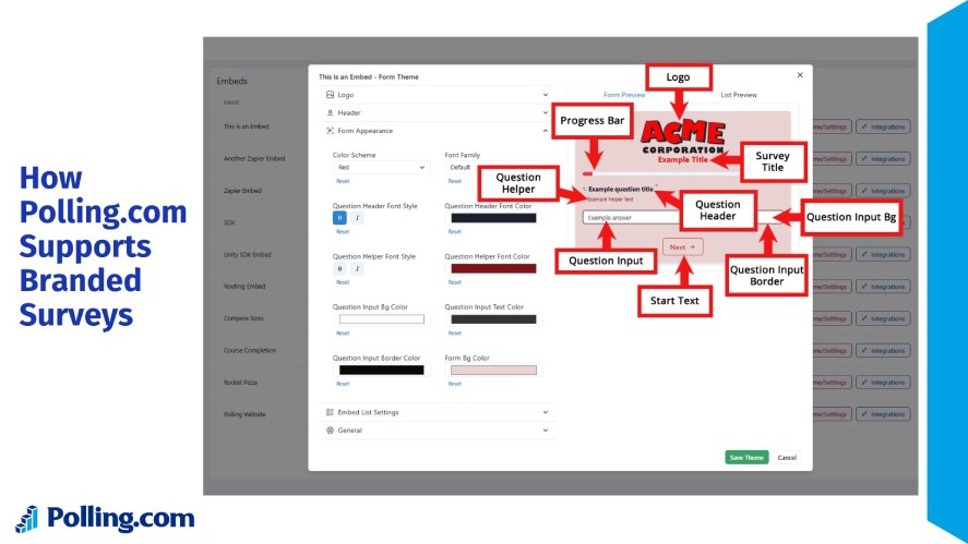 Polling.com's branding customization options