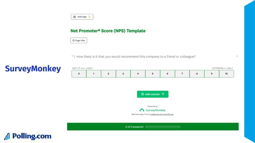 Example of a SurveyMonkey Survey