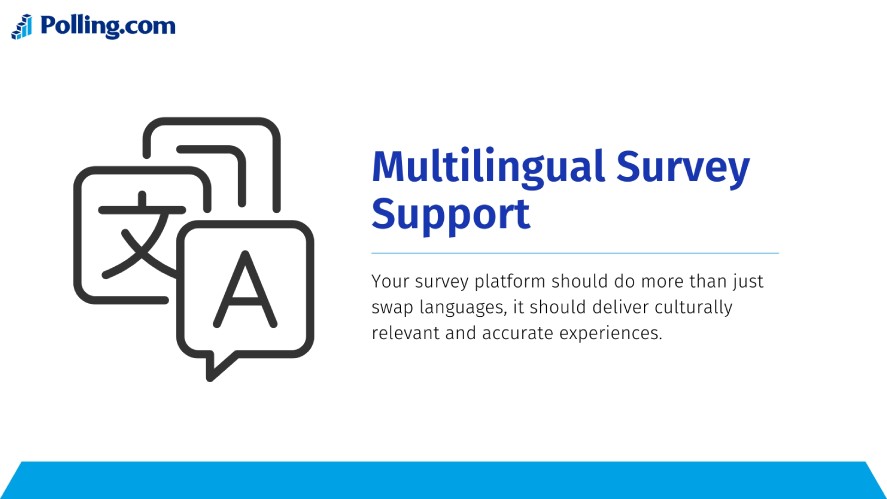Multilingual survey support features in a global survey tool