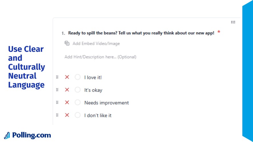 An example of using idioms in a global survey