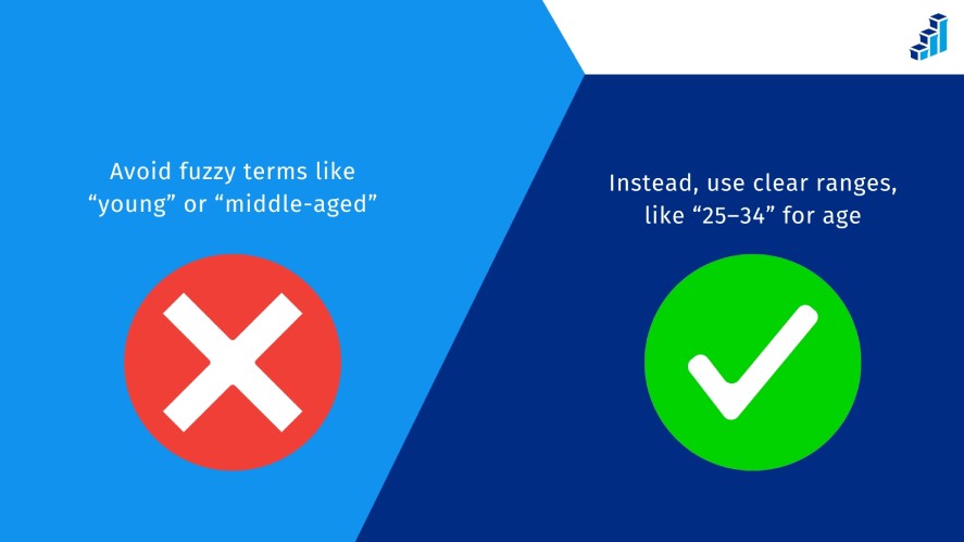 Avoid using vague categories when writing demographic questions