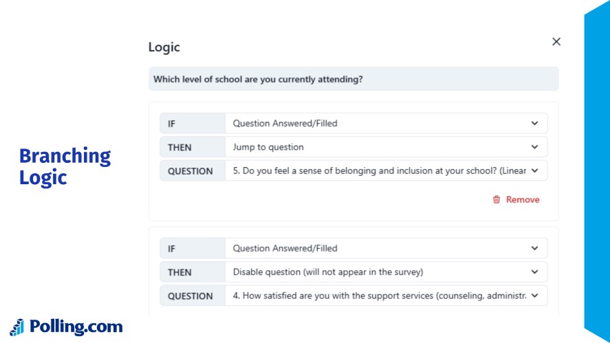 Polling.com's branching logic