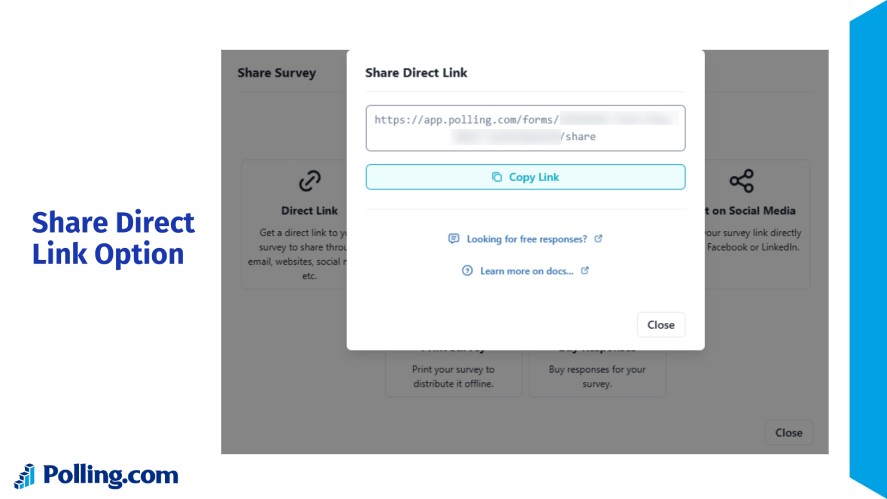 Share direct link option for email