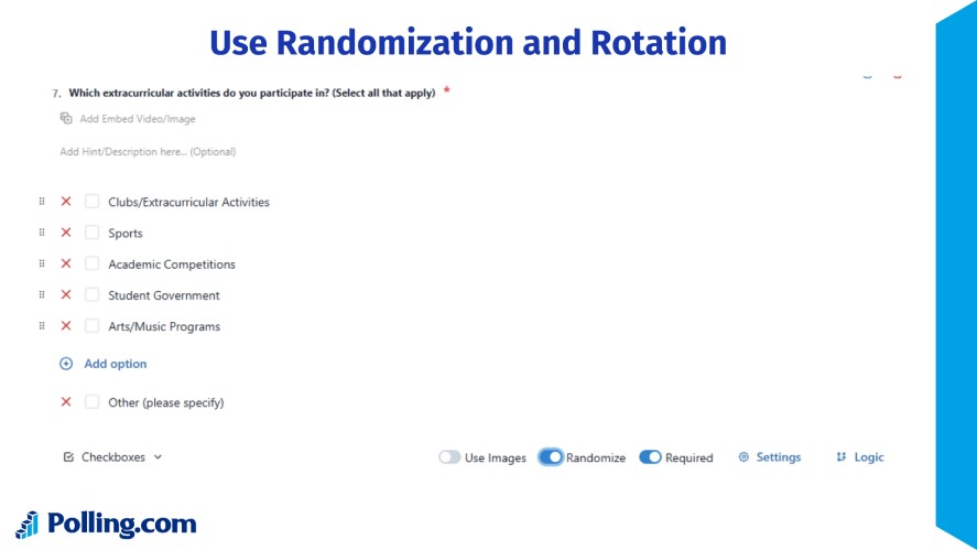 Polling.com's randomize option in survey creation