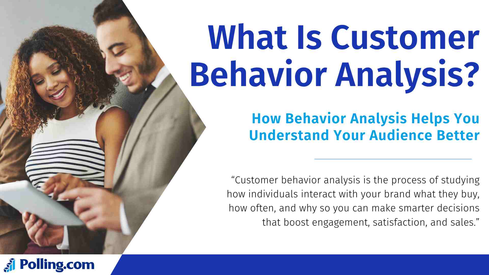 A promotional graphic titled " What Is Customer Behavior Analysis? " with the subtitle "How Behavior Analysis Helps You Understand Your Audience Better.