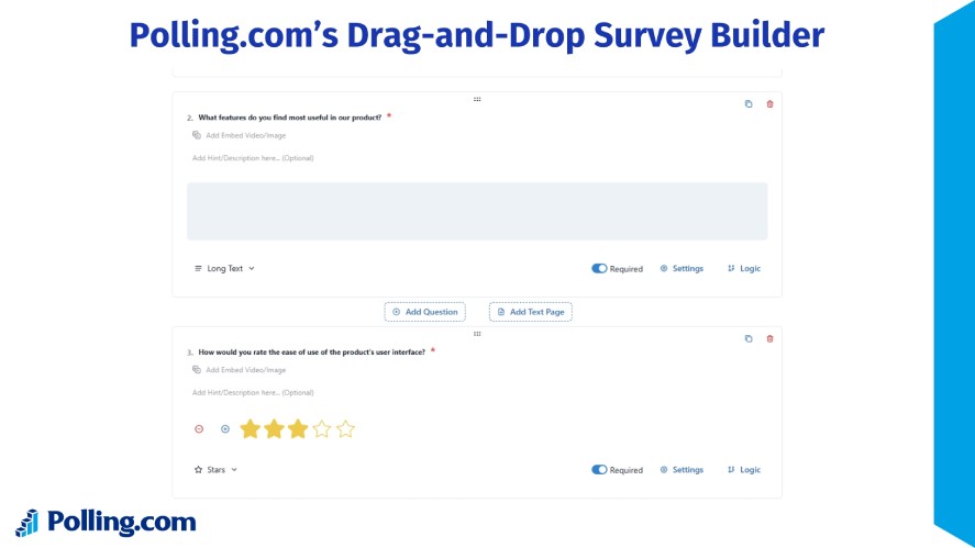 Polling.com's drag-and-drop survey build for non technical users