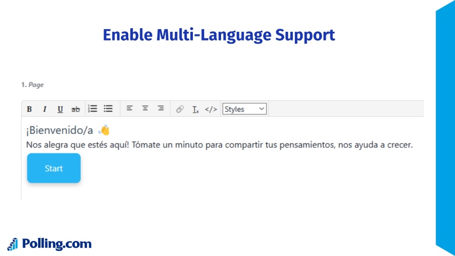 Multi-language support in Polling.com