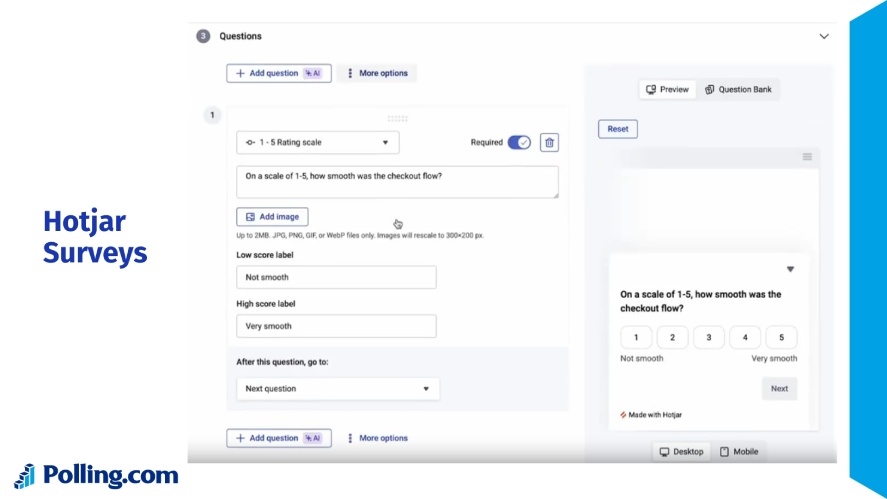 Hotjar's survey creation screen