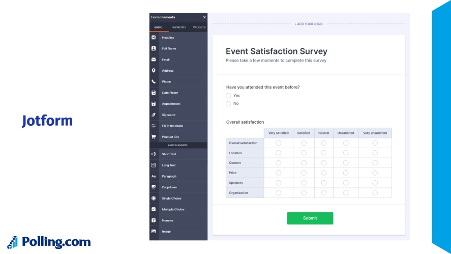 Jotform's event satisfaction survey example