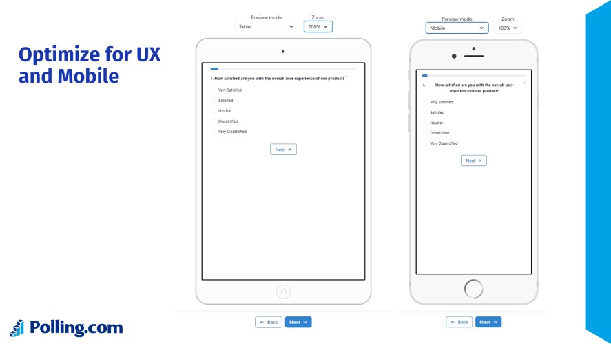 Polling.com's mobile and tablet preview options