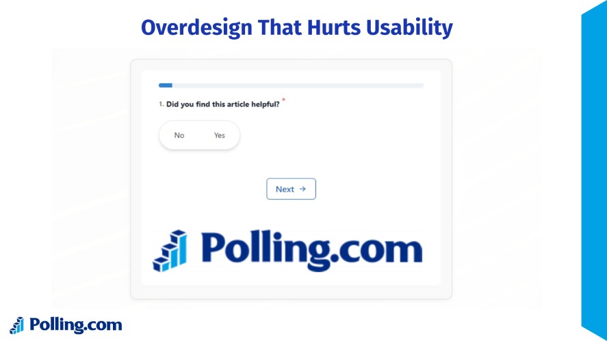 A branded survey with an oversized logo