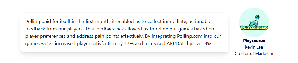 Playsaurus's testimonial about Polling.com