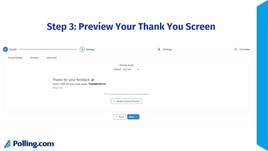 Preview your Thank You screen