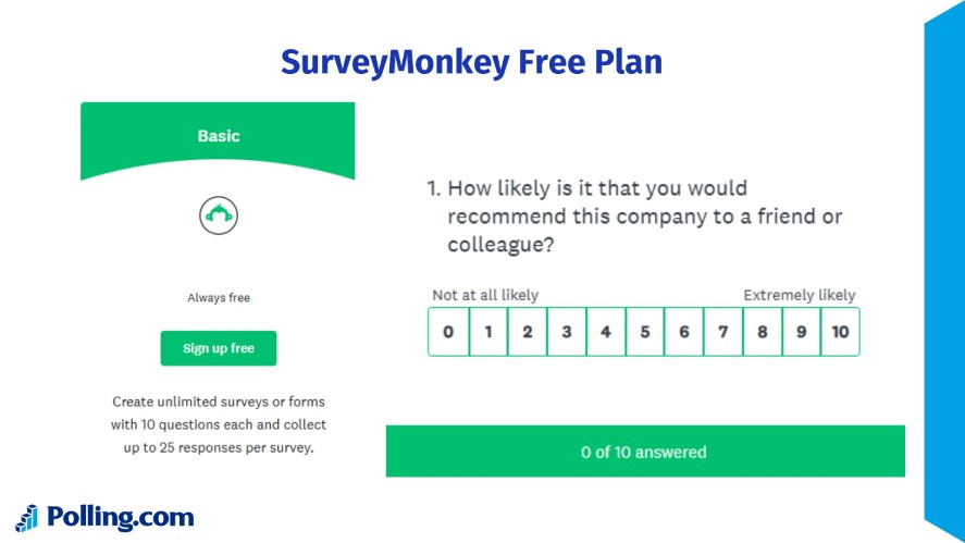 SurveyMonkey basic plan and a rating form example
