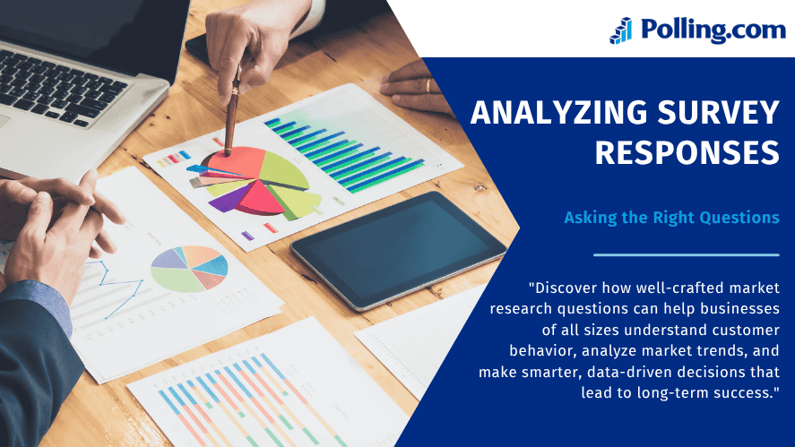 Business professional reviewing market research survey results on a laptop with charts and graphs, highlighting how strategic questions can improve decision-making and reveal customer insights.