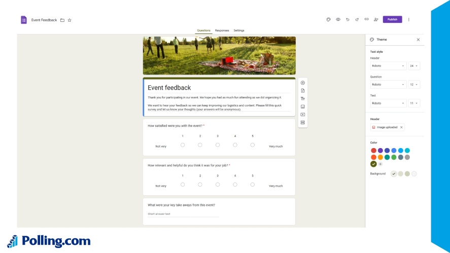 Google Forms' form builder interface