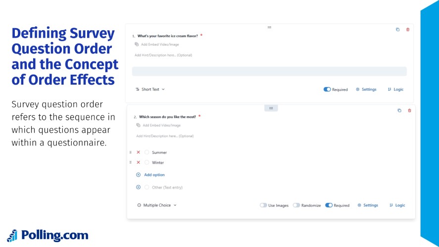 Question orders in Polling.com app