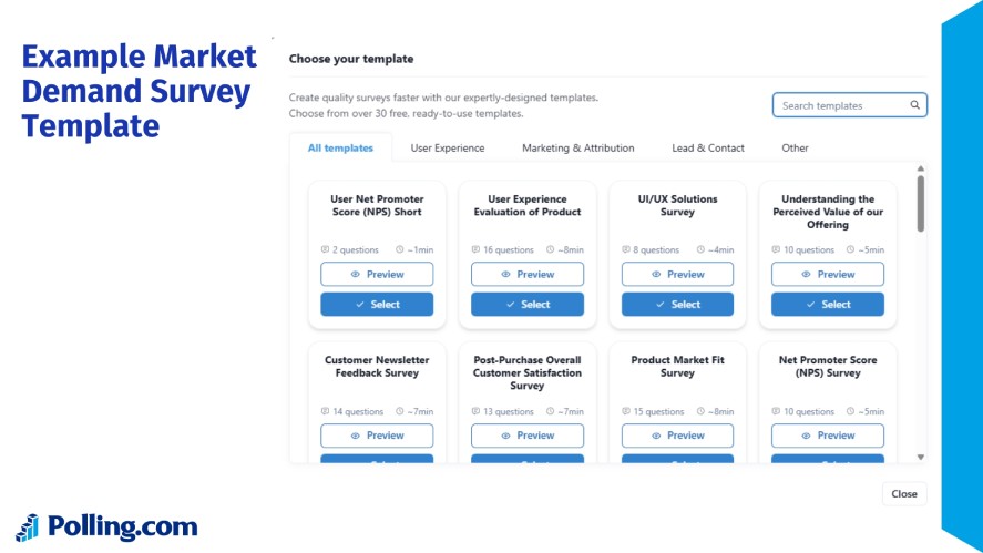 Polling.com's templates for market demand surveys