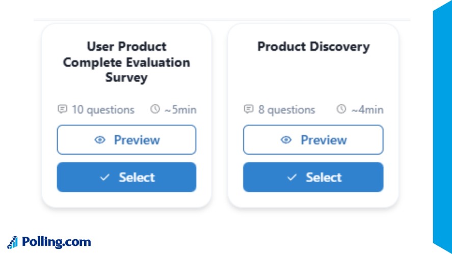 Question count and survey length when viewing a survey in Polling.com