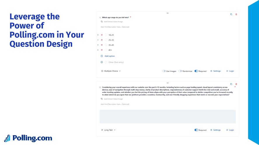 A drag-and-drop survey builder in Polling.com software