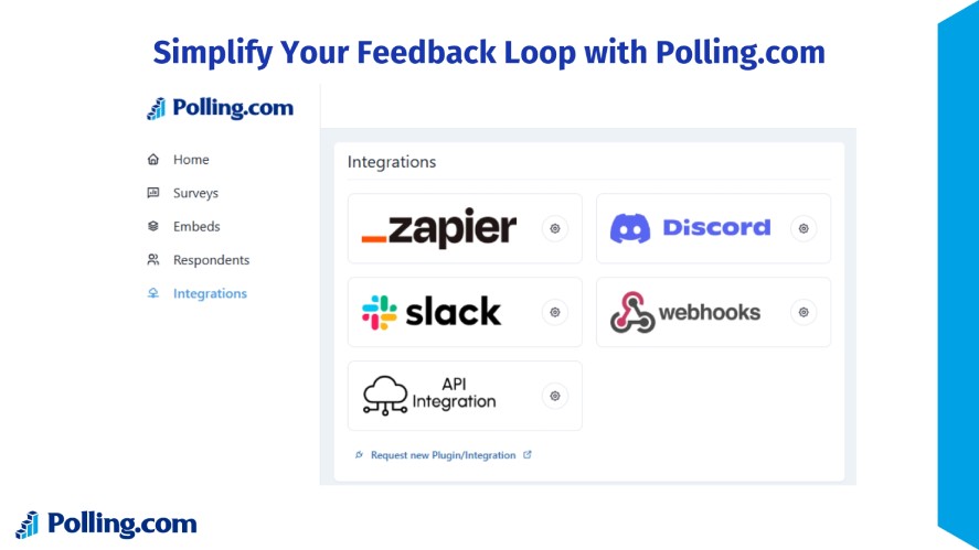Polling.com integration list: Zapier, Discord, Slack, webhooks, and API integrations