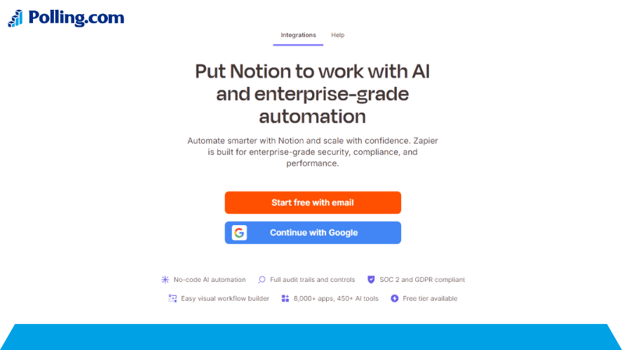Automation setup screen showing Notion and Zapier integration for enterprise-level AI workflows and performance.
