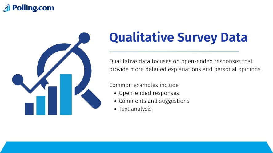 Qualitative survey data includes open-ended responses, comments and suggestions, and text analysis