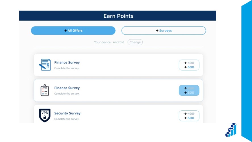 A survey incentive giving points to participants