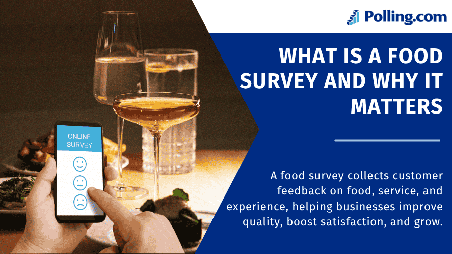Food survey concept showing a mobile phone with rating options on a dining table, highlighting customer feedback and dining experience.