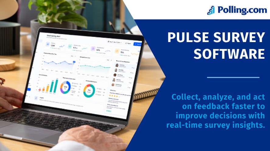 Pulse survey software dashboard showing feedback analytics, response trends, and survey results.