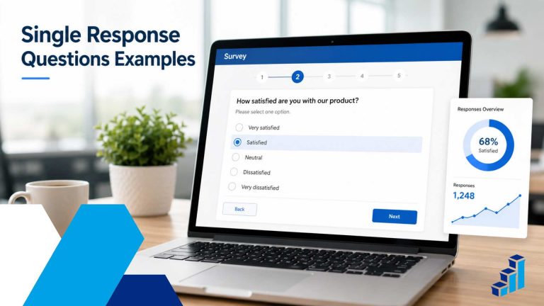 Single response questions examples showing a survey with radio button answer choices.