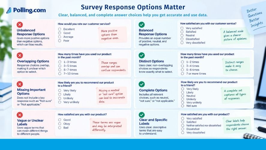 Comparison of unbalanced, overlapping, incomplete, and unclear survey response options with improved answer choices