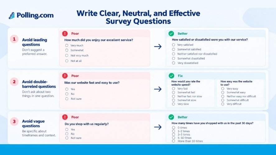 Comparison of biased and neutral survey questions with better answer options