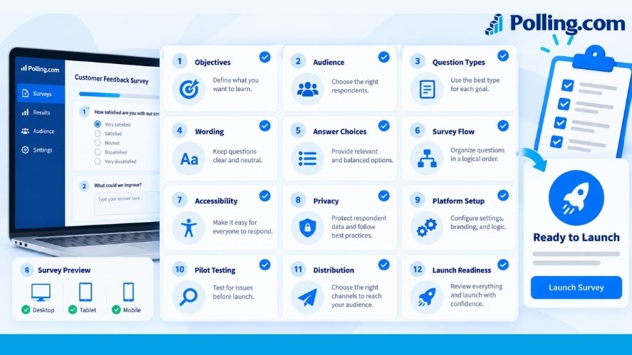 Final survey design checklist with key launch-readiness review points