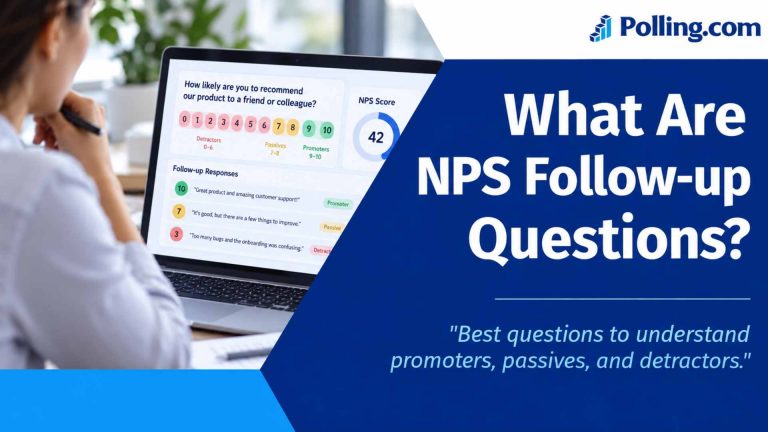 Featured image for a blog about NPS follow-up questions, showing customer feedback and survey analysis.